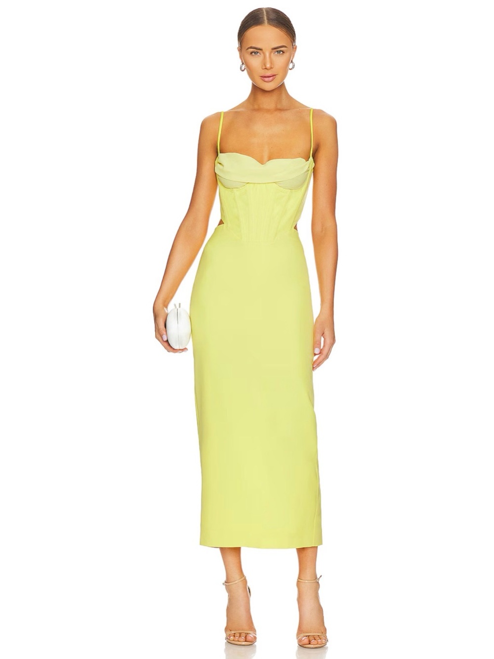 Bardot Martini Midi Dress  in Limoncello from Revolve